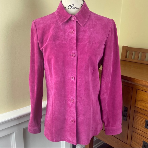 Bernardo Jackets & Blazers - Bernardo Suede Leather Pink Coat.